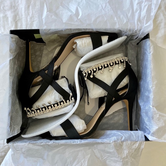 Nina Black Crystal Embellished Collina Sandals 10 - Picture 4 of 6